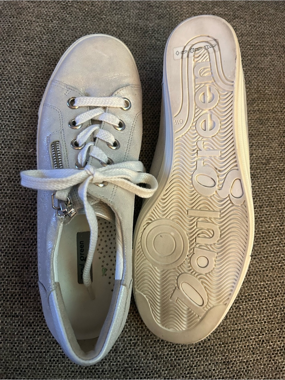 PAUL GREEN Lacey zip Sneaker silver metallic US9/UK 6.5